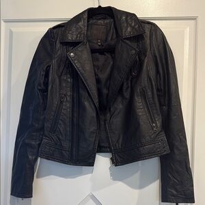 JOIE Women's Soft Black Leather Jacket, XS